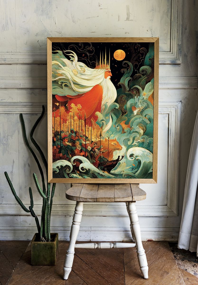 Poseidon Mythic Illustration Poster room preview