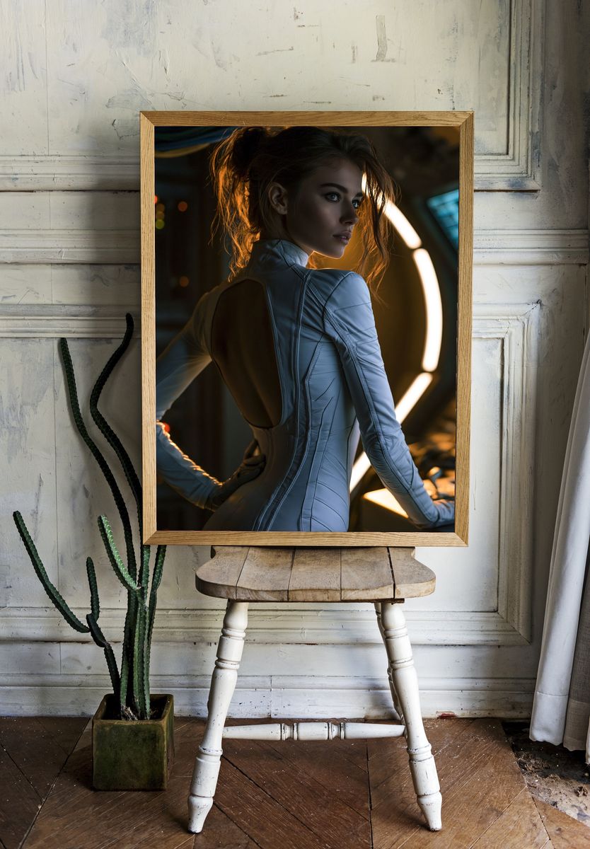 Futuristic Woman Portrait Poster. room preview