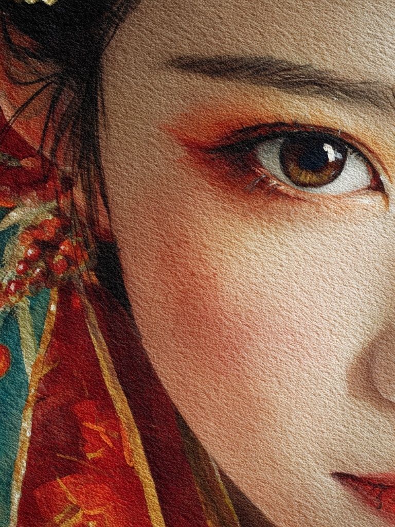 Geisha Portrait Watercolor Print. poster detail