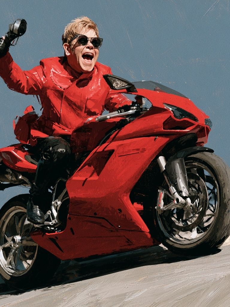 Red Sportbike Rider Illustration Poster. poster — illustration art