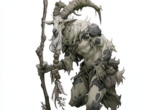 Forest Goat Shaman Illustration Poster. poster detail