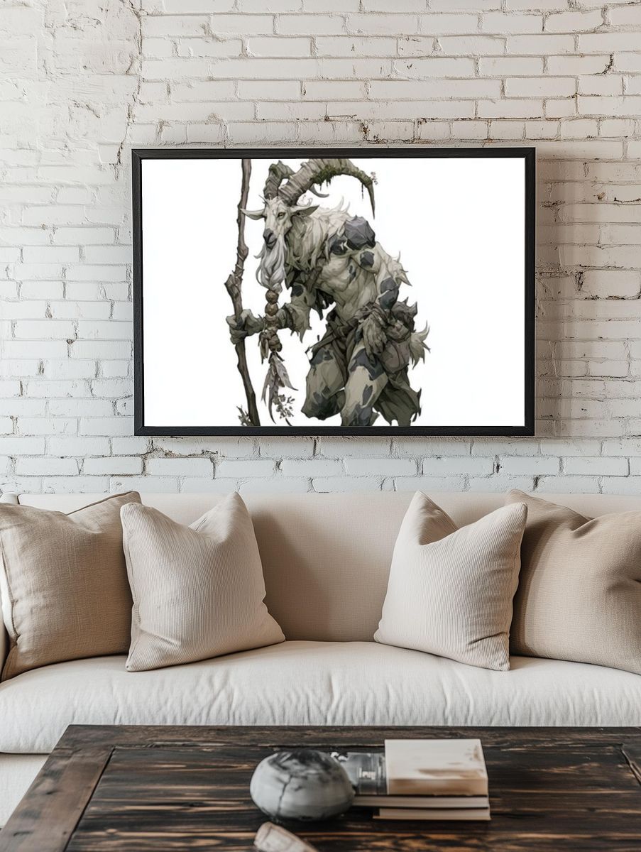 Forest Goat Shaman Illustration Poster. room preview
