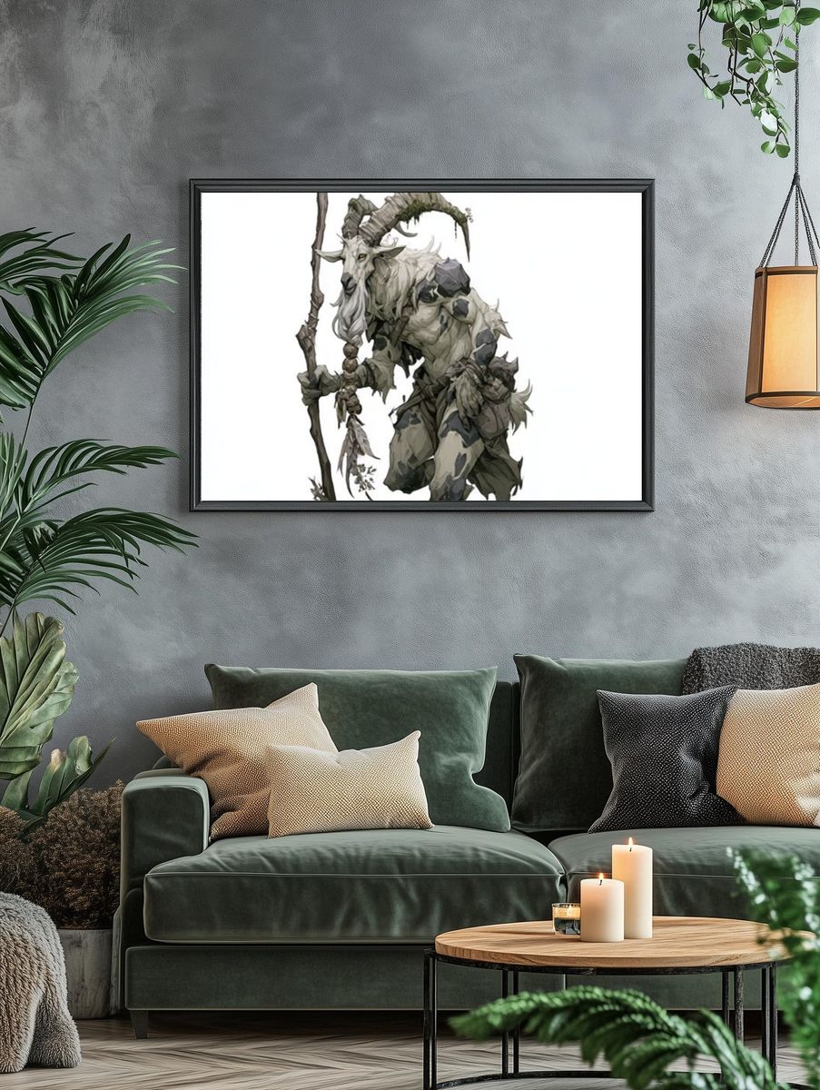 Forest Goat Shaman Illustration Poster. — room view 4