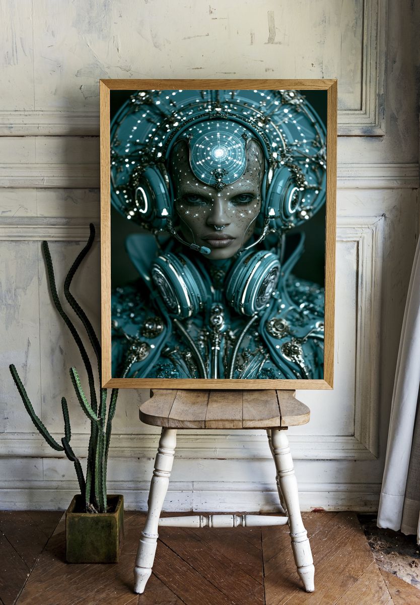 Cybernetic Oracle Portrait Print. — room view 1