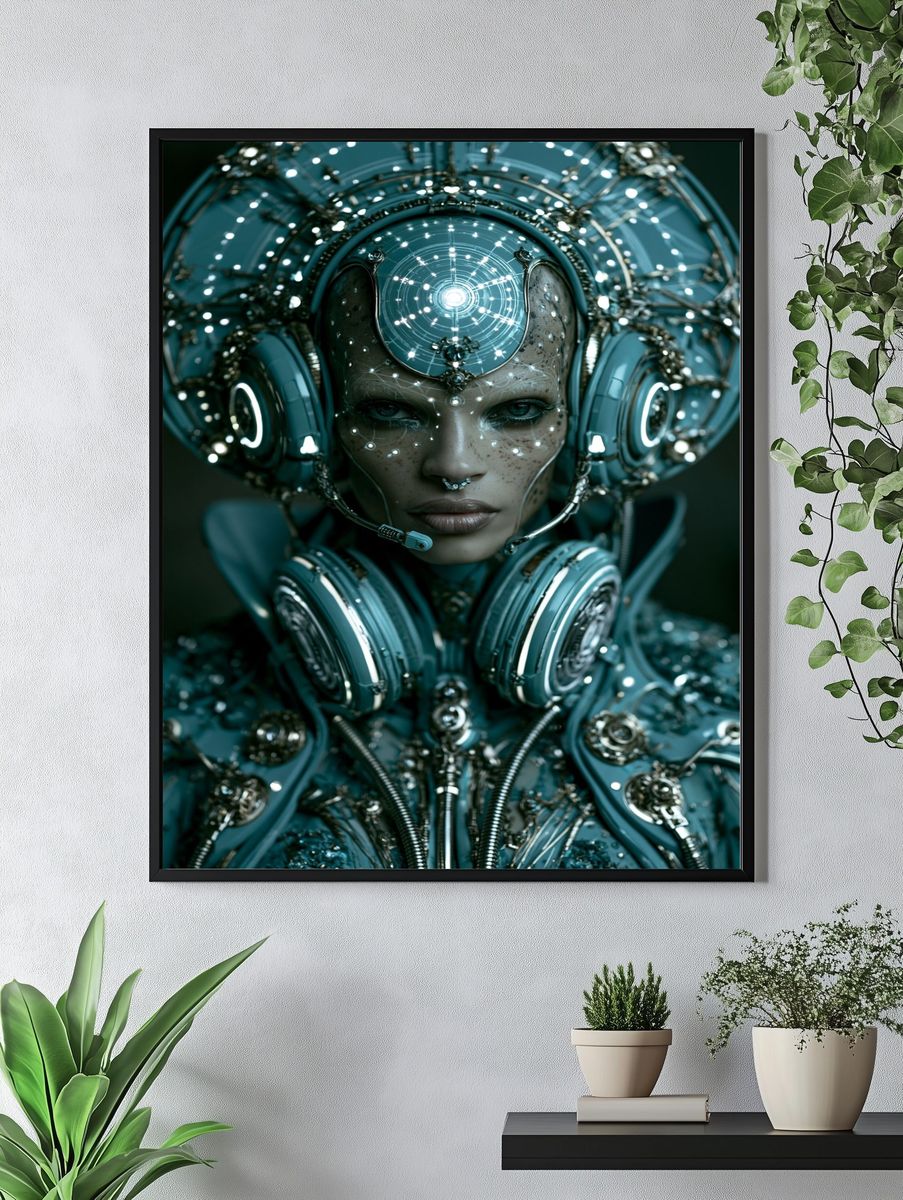 Cybernetic Oracle Portrait Print. — room view 4