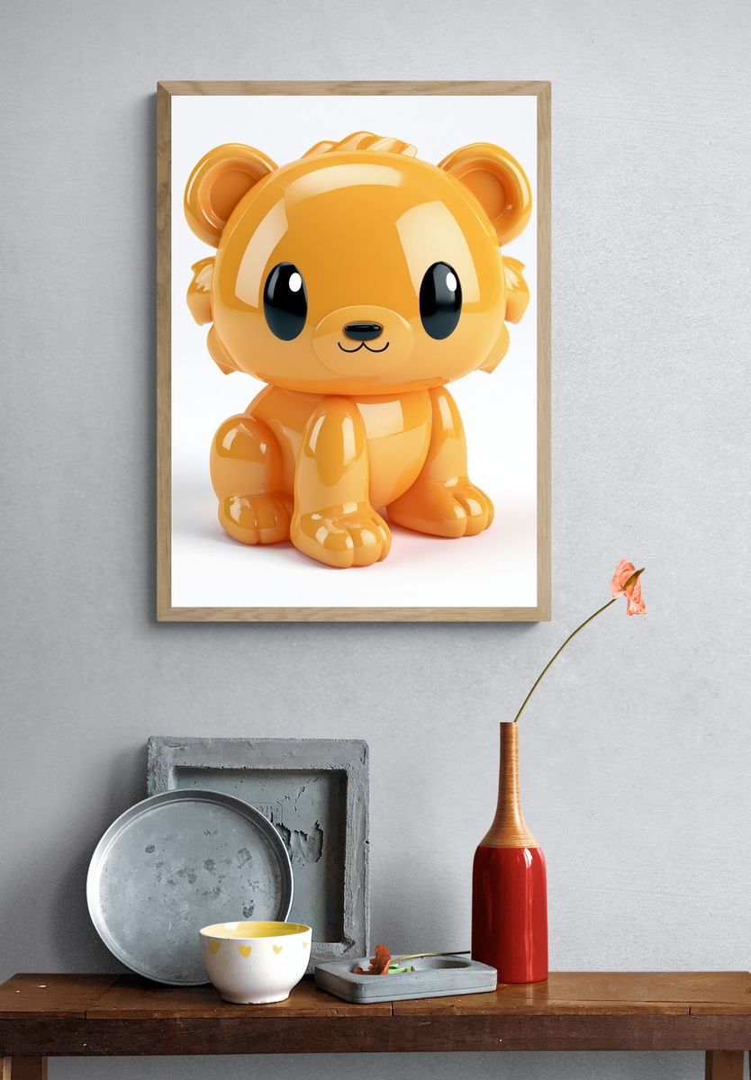 Cute Orange Bear Illustration Poster. — room view 3