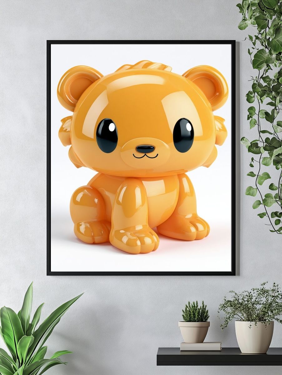 Cute Orange Bear Illustration Poster. — room view 4