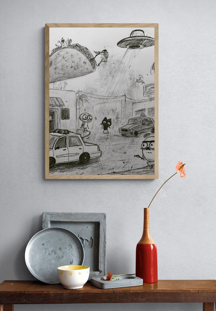 Surreal Taco Street Scene Print. — room view 3