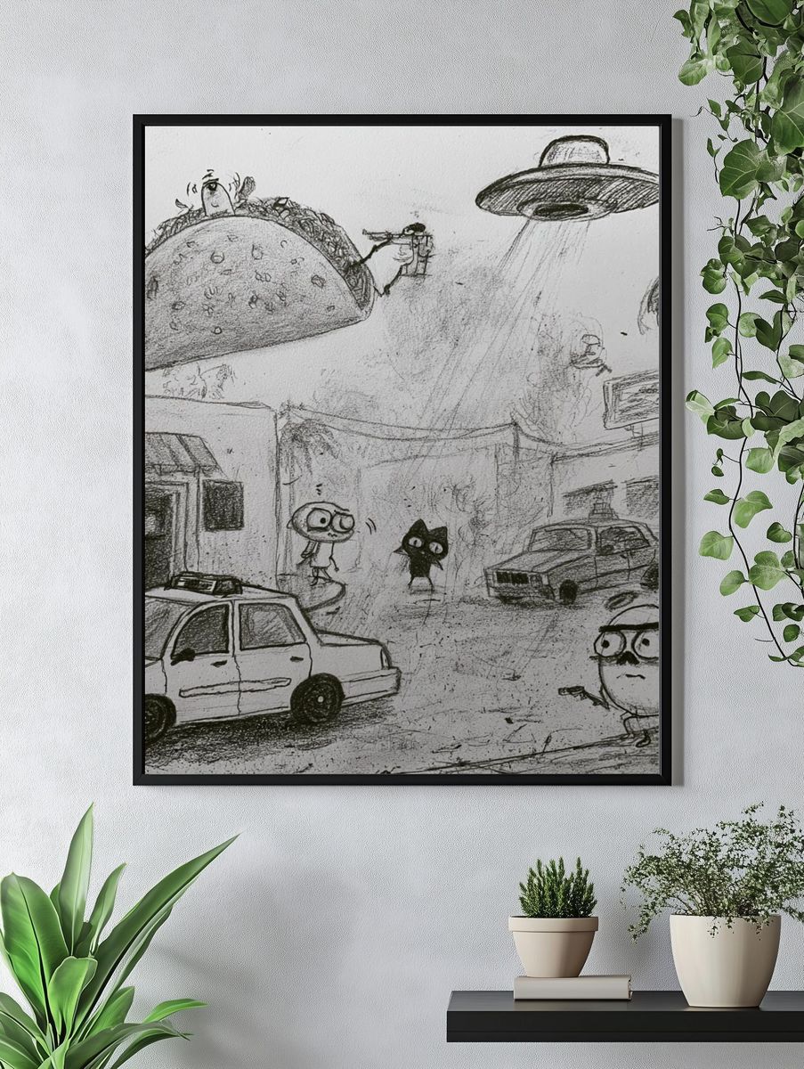 Surreal Taco Street Scene Print. — room view 4
