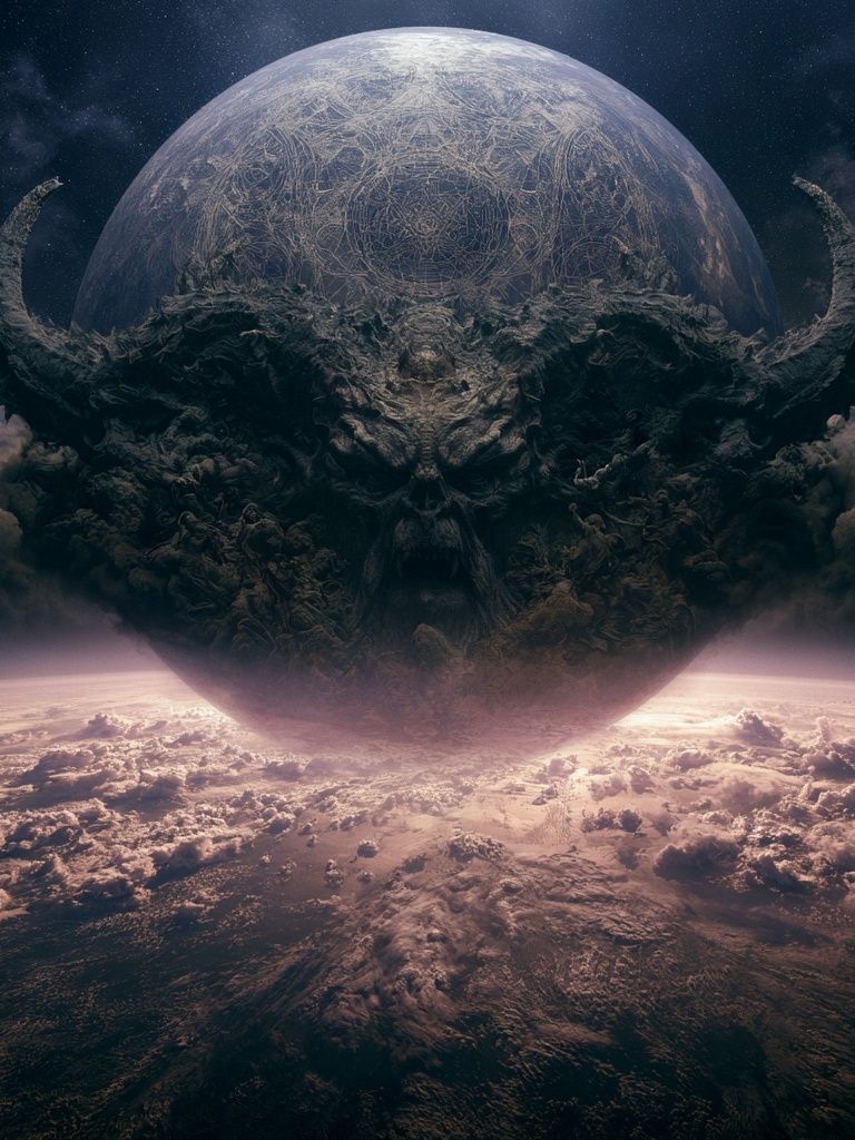 Cosmic Skull Planet Illustration Poster. poster detail