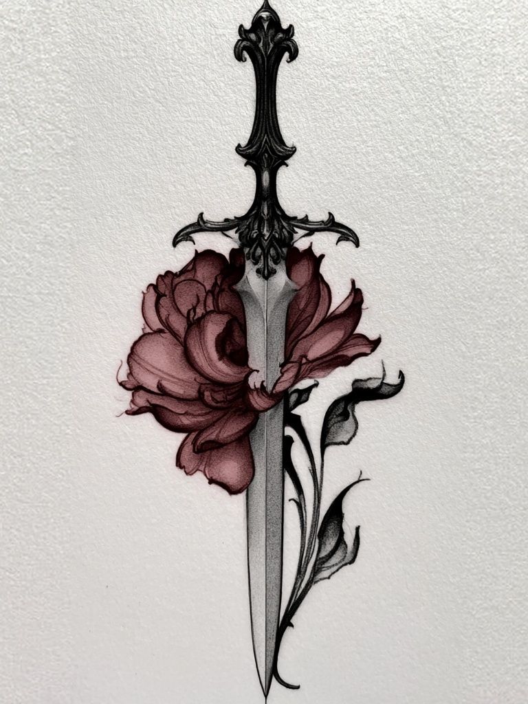 Floral Sword Illustration Poster. poster detail