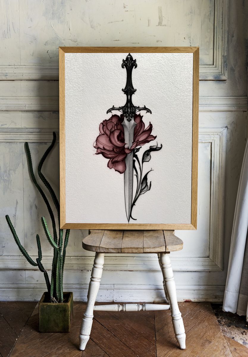 Floral Sword Illustration Poster. — room view 1