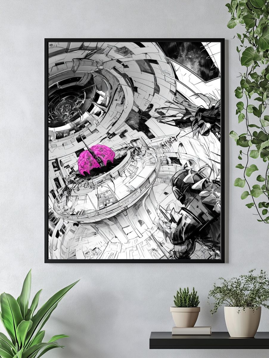 Futuristic Brain Core Illustration Poster. — room view 4