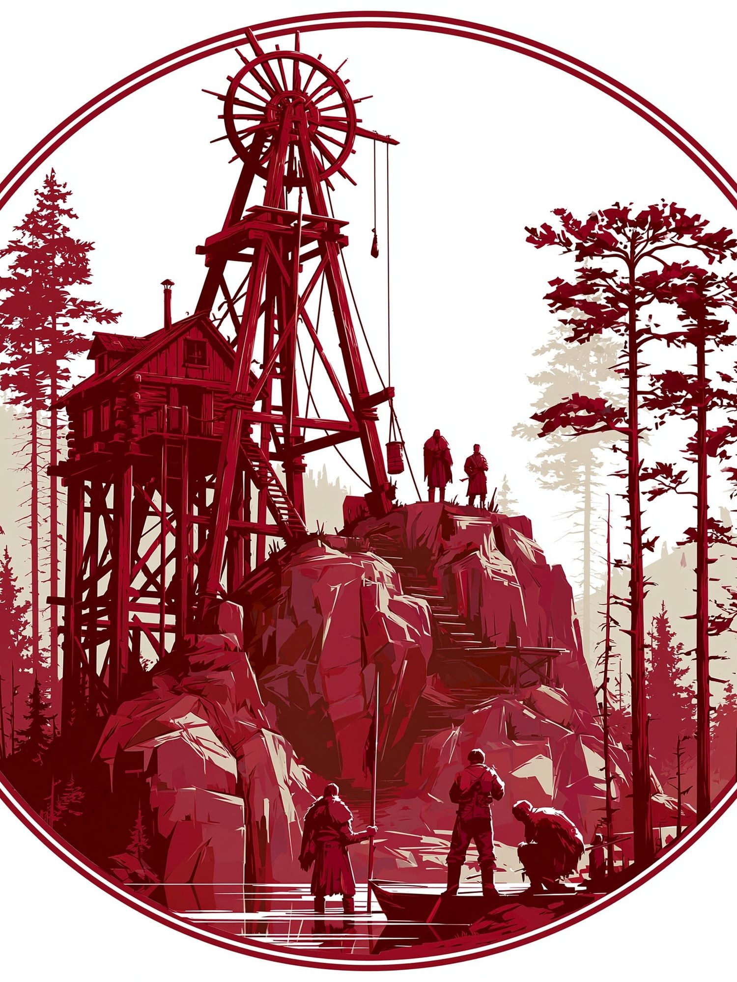 Red Mountain Outpost Illustration Poster. poster — illustration art