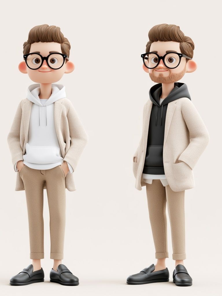 Stylish 3D Character Duo Poster. poster — illustration art