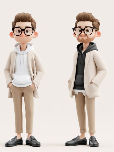 Stylish 3D Character Duo Poster.