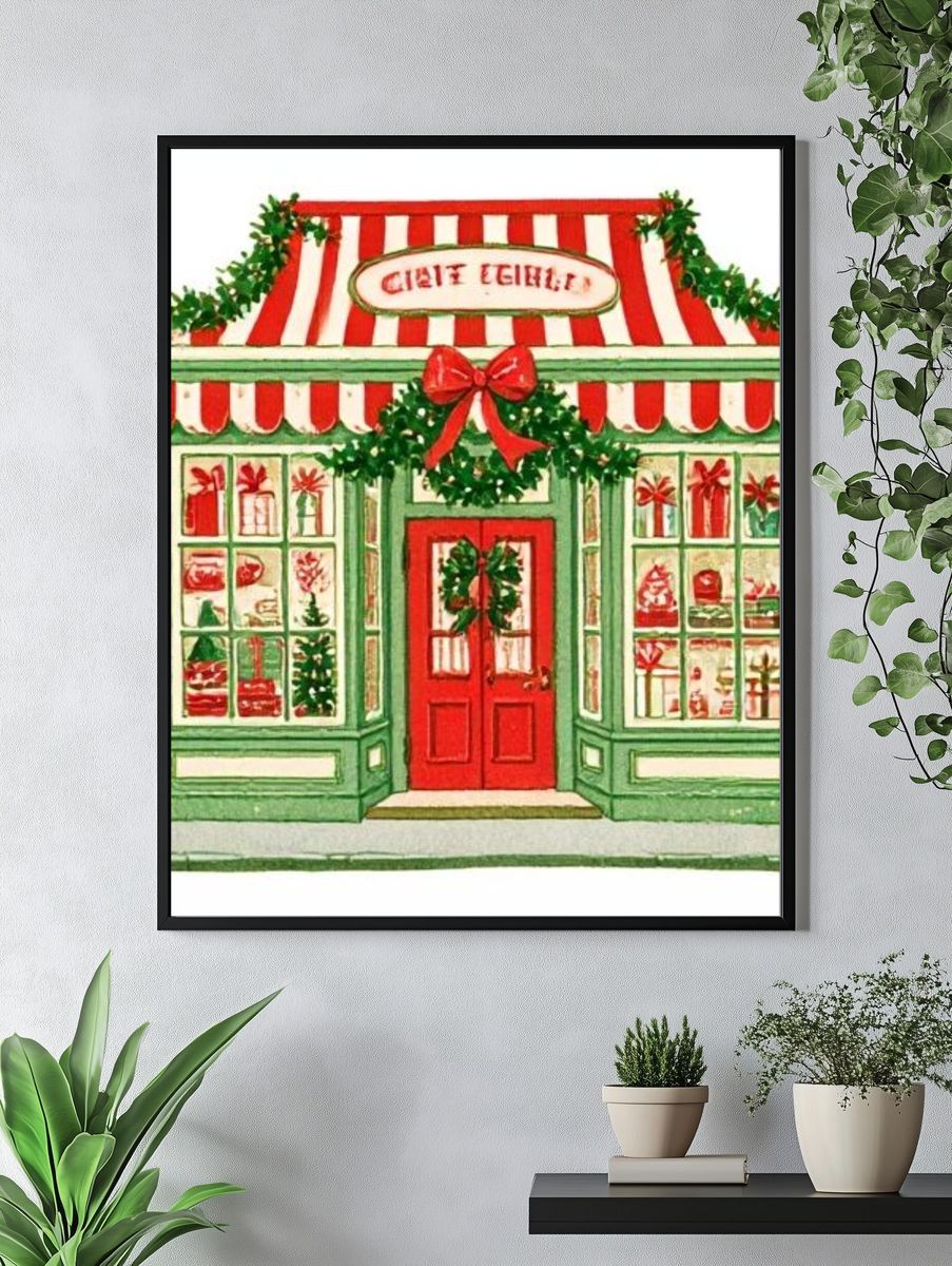 Christmas Shop Watercolor Poster. — room view 4