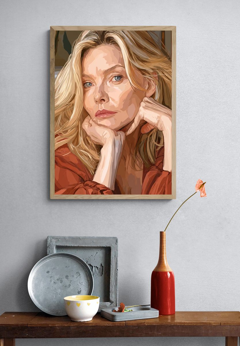Blonde Portrait Illustration Poster. — room view 3