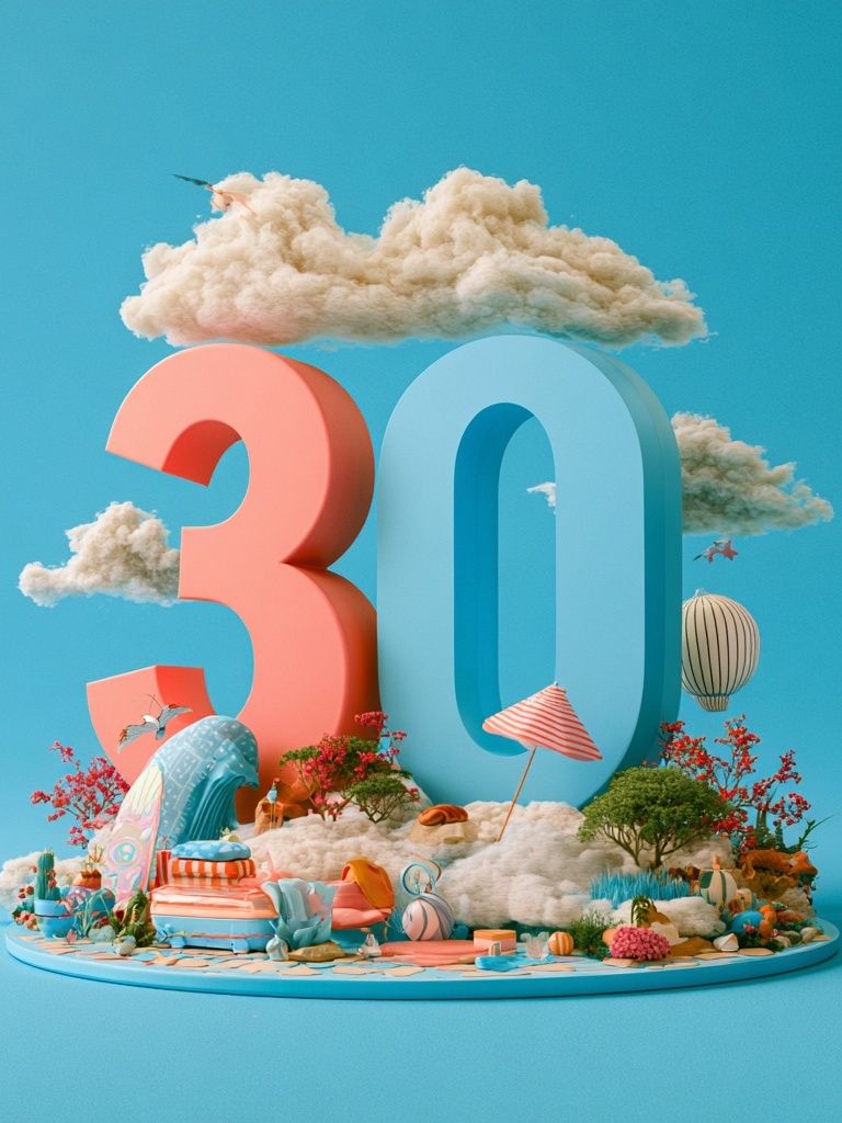 Dreamy 30 Celebration Illustration Poster. poster — illustration art