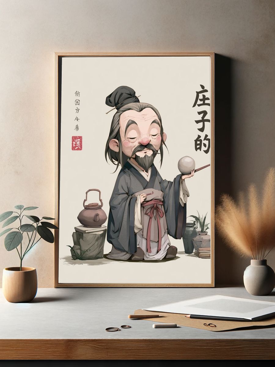 Ancient Scholar Illustration Poster. — room view 2