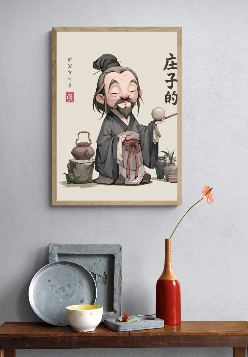 Ancient Scholar Illustration Poster. — room view 3