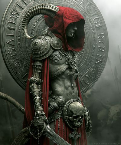 Dark Hooded Warrior Fantasy Print. poster print