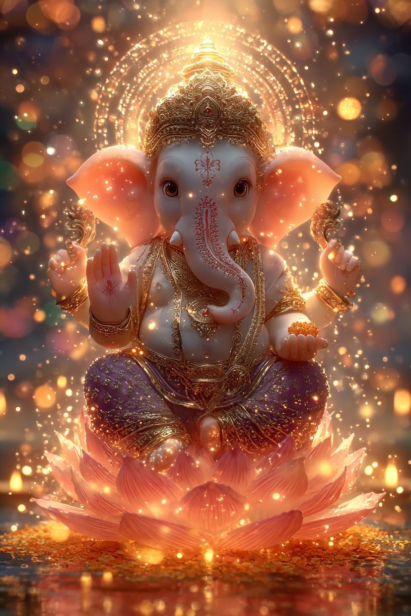 Ganesha Lotus Glow Poster. poster — illustration art