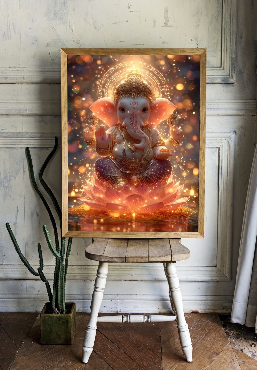 Ganesha Lotus Glow Poster. room preview