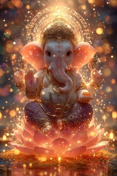 Ganesha Lotus Glow Poster. poster print