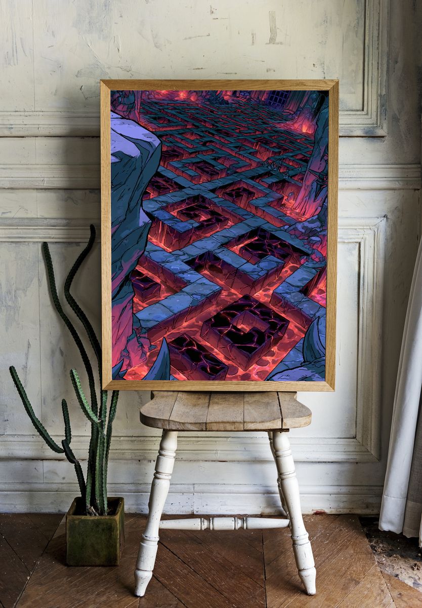 Infernal Maze Fantasy Illustration Poster. room preview