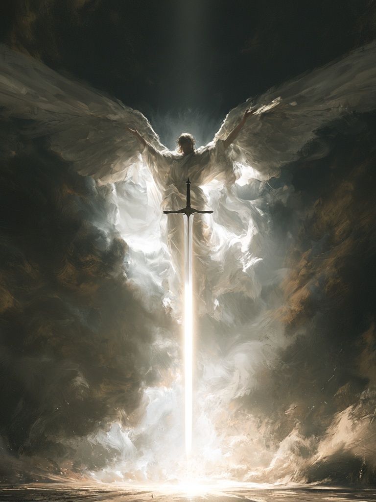 Winged Angel Sword Illustration Poster. poster detail