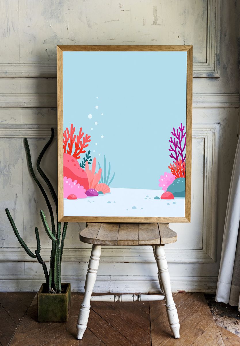 Colorful Coral Reef Illustration Poster. room preview