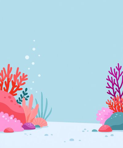 Colorful Coral Reef Illustration Poster.