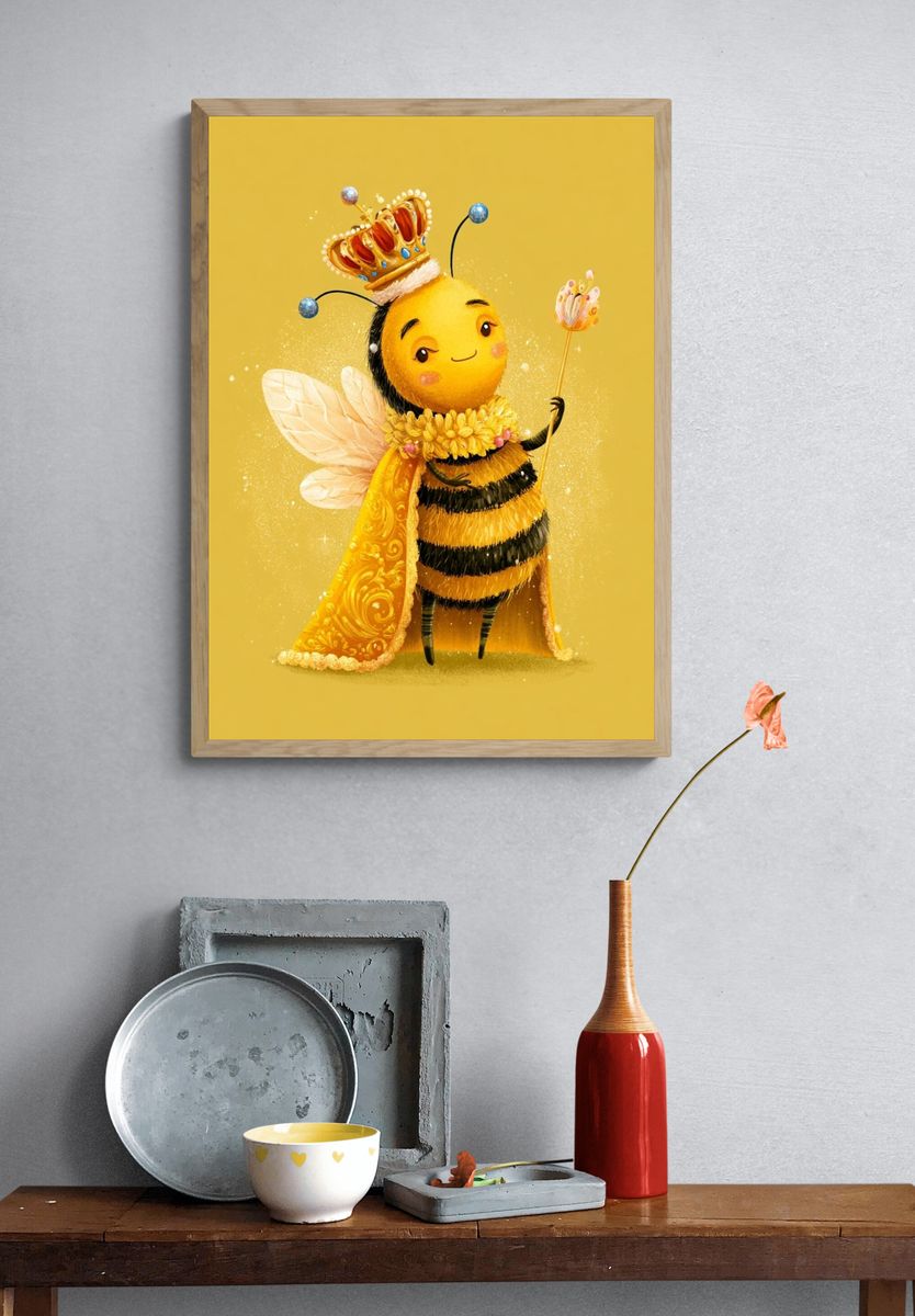 Royal Bee Illustration Poster. — room view 3