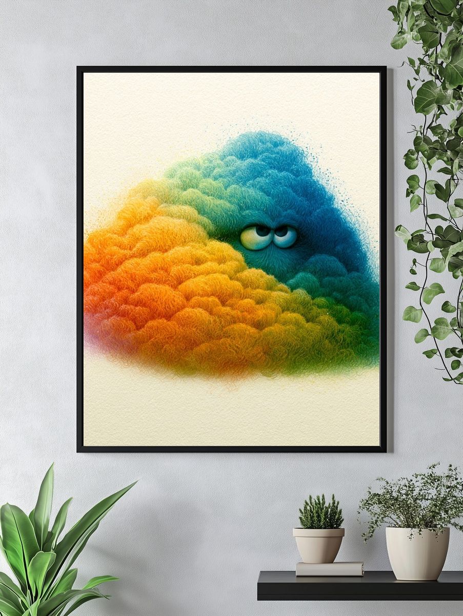Rainbow Cloud Creature Illustration Poster. — room view 4