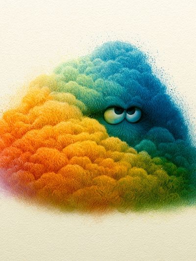 Rainbow Cloud Creature Illustration Poster.