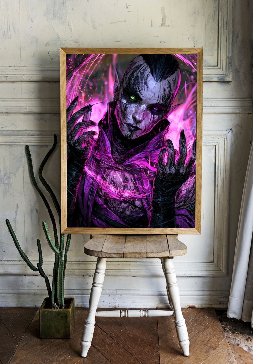 Dark Sorcerer Digital Art Poster. room preview