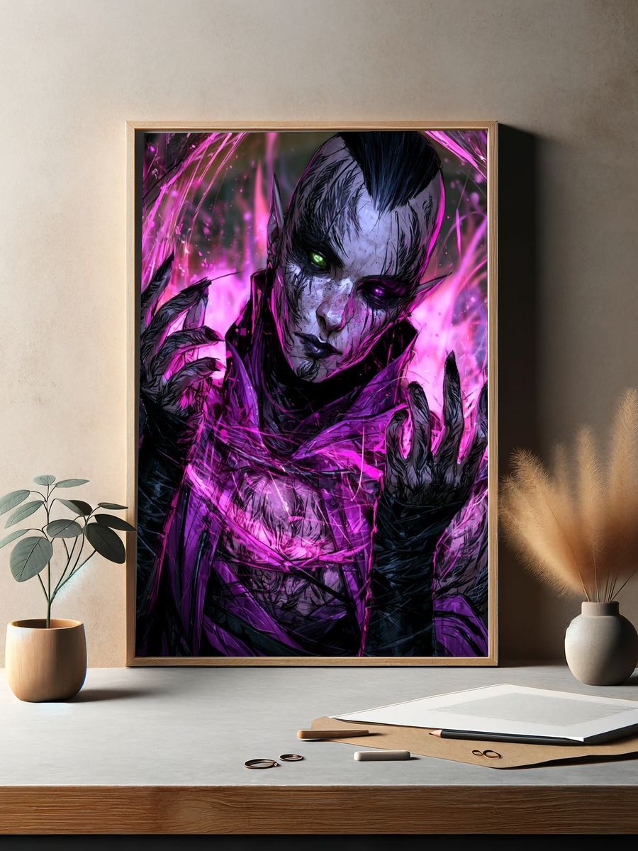 Dark Sorcerer Digital Art Poster. — room view 2