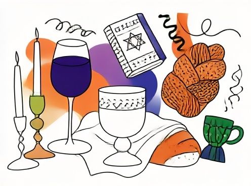 Shabbat Table Illustration Poster. poster — illustration art