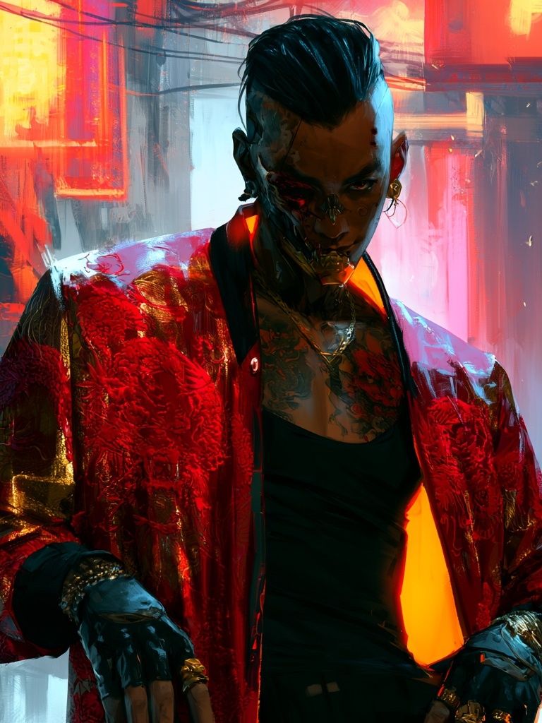 Cyberpunk Portrait Digital Art Poster. poster detail
