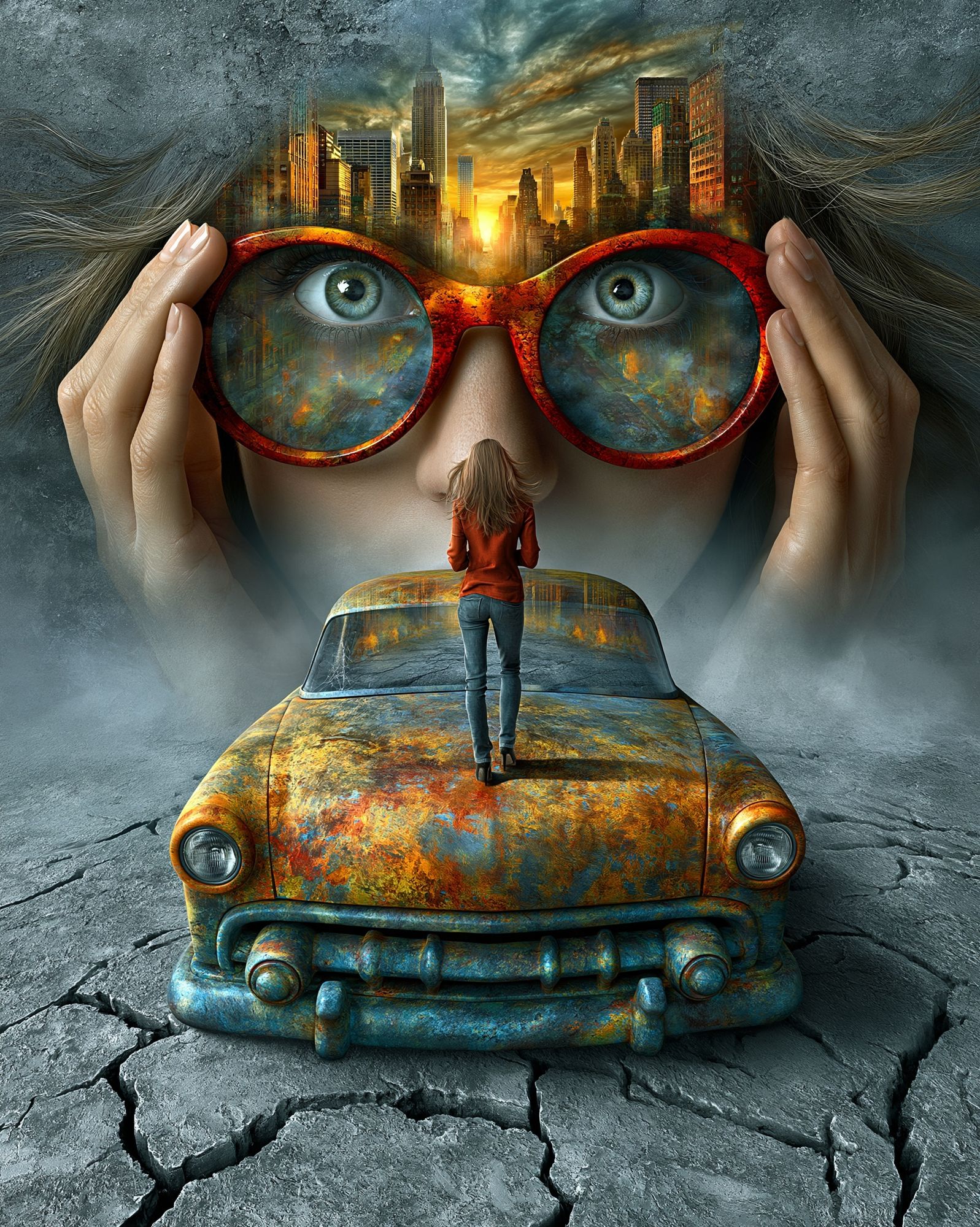 Surreal City Vision Illustration Poster. poster — illustration art