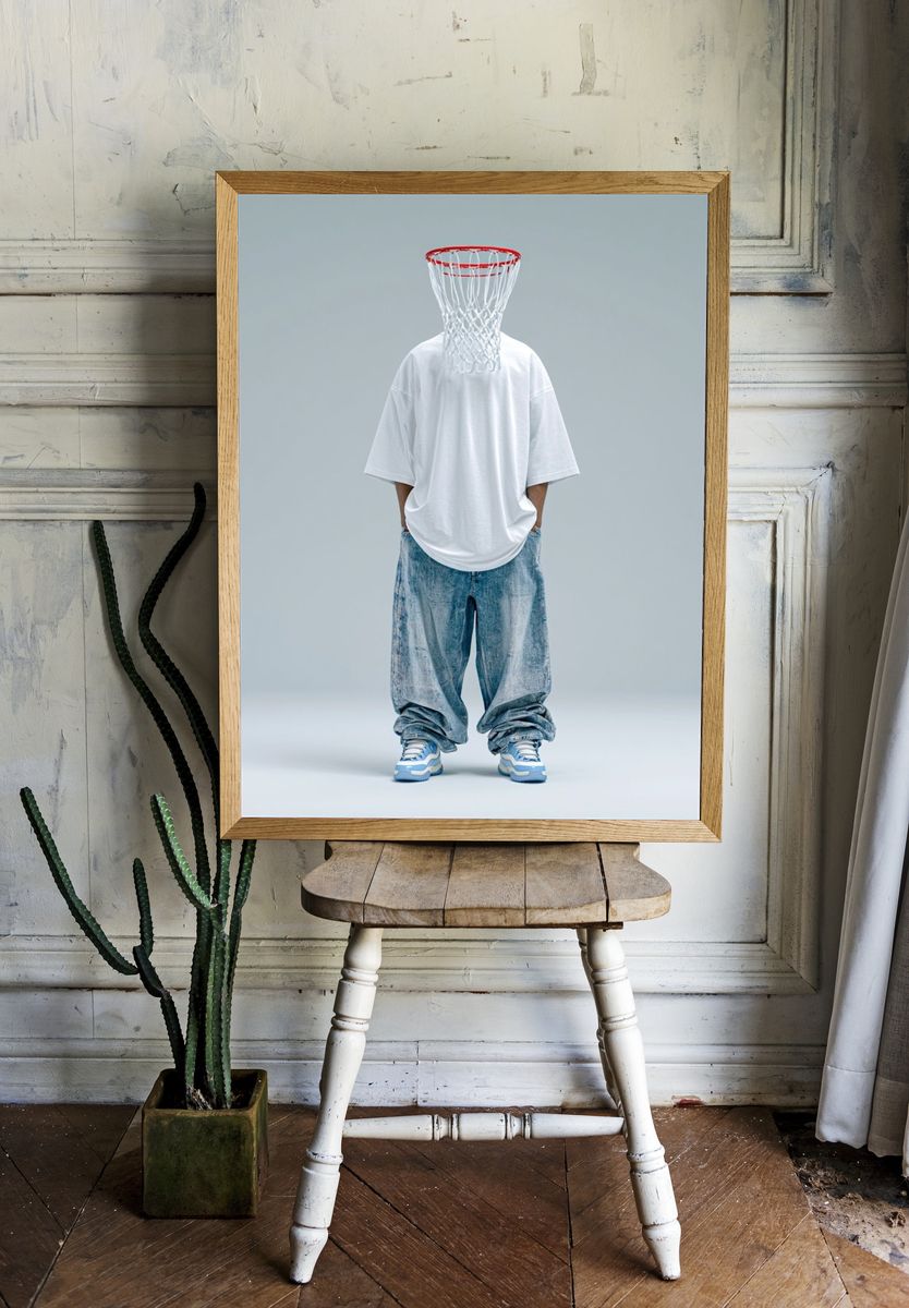 Basketball Hoop Head Fashion Poster. — room view 1