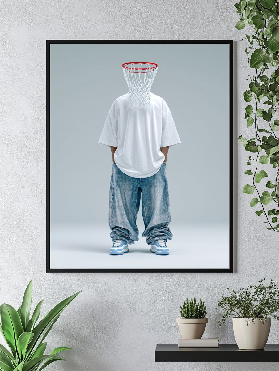 Basketball Hoop Head Fashion Poster. — room view 4