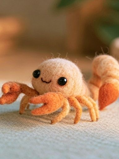 Cute Felt Crab Illustration Poster. poster — illustration art