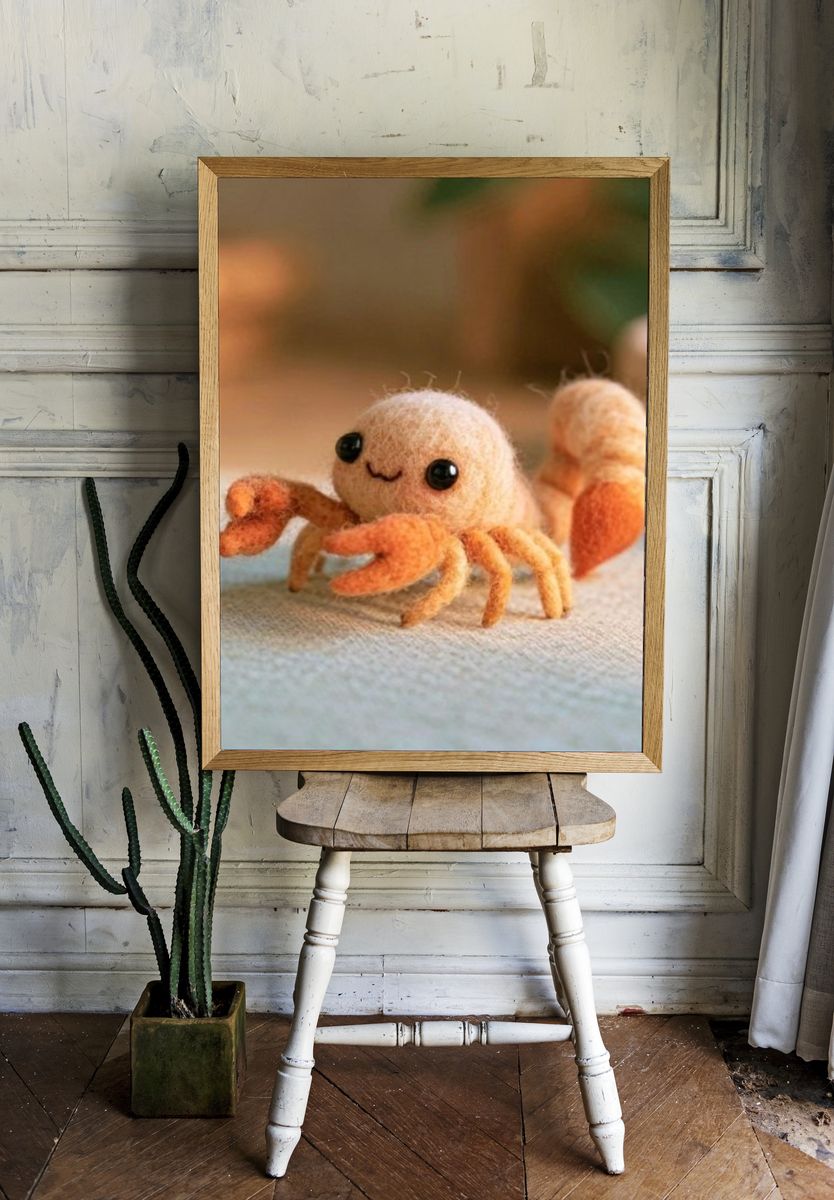 Cute Felt Crab Illustration Poster. — room view 1