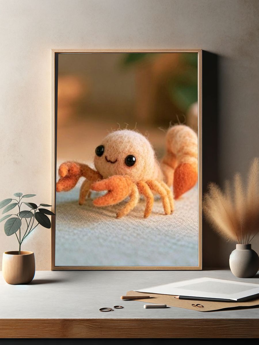 Cute Felt Crab Illustration Poster. — room view 2