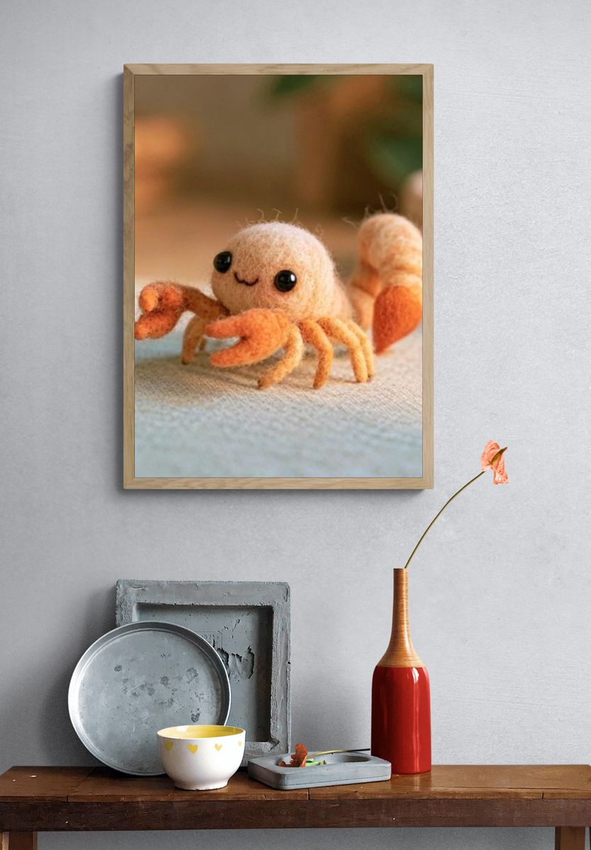 Cute Felt Crab Illustration Poster. — room view 3