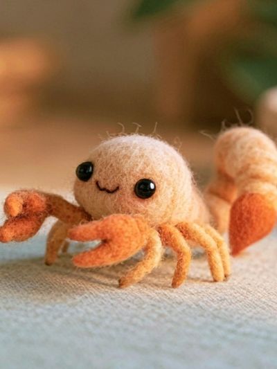 Cute Felt Crab Illustration Poster. poster