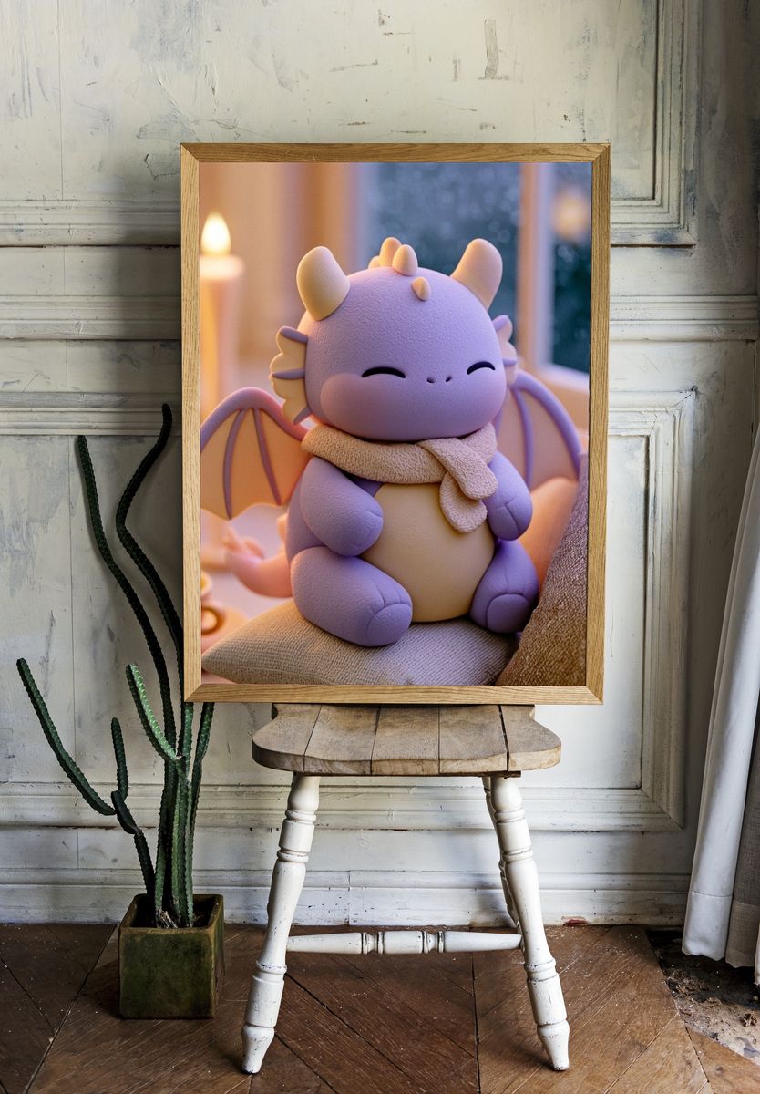 Cute Baby Dragon Illustration Poster. room preview