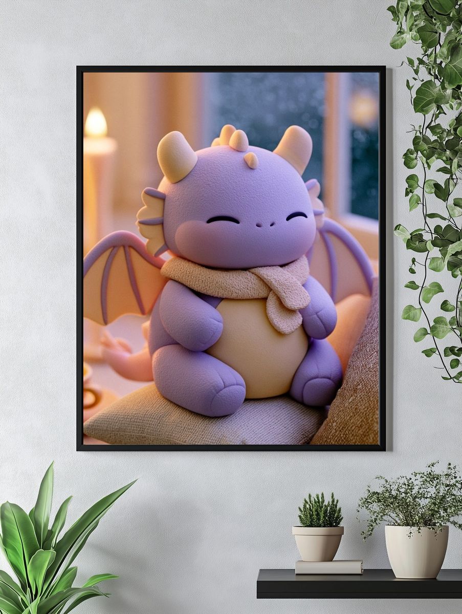 Cute Baby Dragon Illustration Poster. — room view 4
